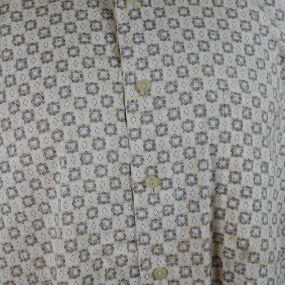Burma Bibas Shirt Men Size L Beige Short Sleeve Point Collar Casual Button Up - Picture 7 of 10